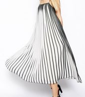 photo Fashion Spaghetti Strap Vertical Stripe Pleated Dress by OASAP, color Black White - Image 1