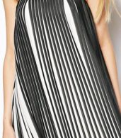 photo Fashion Spaghetti Strap Vertical Stripe Pleated Dress by OASAP, color Black White - Image 4