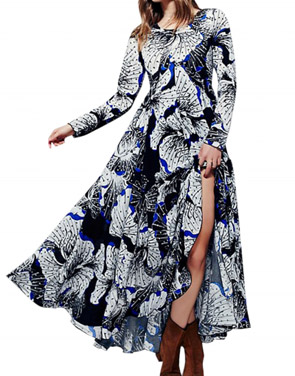 photo Fashion Spring Long Sleeve Floral Print Maxi Dress by OASAP - Image 1