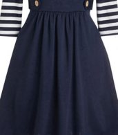 photo Fashion Striped Oblique Neckline Combo Dress by OASAP, color Navy White - Image 4