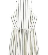 photo Fashion Striped Print Sleeveless Backless Pleated Mini Dress by OASAP, color Black White - Image 5