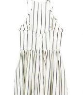photo Fashion Striped Print Sleeveless Backless Pleated Mini Dress by OASAP, color Black White - Image 6