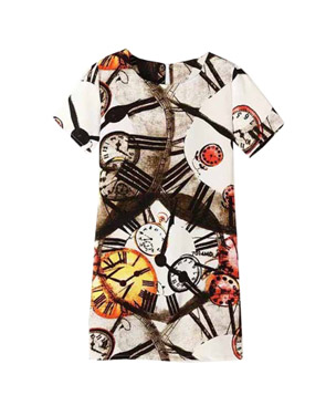 photo Fashion Summer Short Sleeve Print Shift Dress by OASAP, color Multi - Image 1