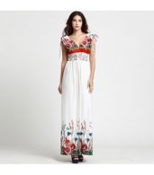 photo Fashion Summer V-Neck Sleeveless Floral Print Maxi Dress by OASAP, color White - Image 11