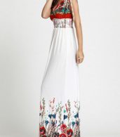 photo Fashion Summer V-Neck Sleeveless Floral Print Maxi Dress by OASAP, color White - Image 4
