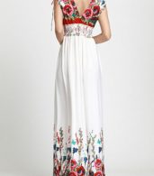 photo Fashion Summer V-Neck Sleeveless Floral Print Maxi Dress by OASAP, color White - Image 5