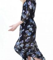 photo Fashion V-Neck Floral Print Front Slit Midi Dress by OASAP - Image 3