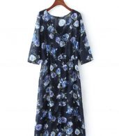 photo Fashion V-Neck Floral Print Front Slit Midi Dress by OASAP - Image 6