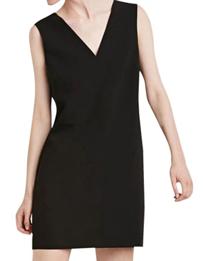 photo Fashion V-Neck Sleeveless Backless Shift Dress by OASAP, color Black - Image 1