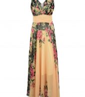 photo Fashion V-Neck Sleeveless Floral Printing Evening Dress by OASAP, color Multi - Image 1