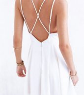 photo Fashion White Spaghetti Strap Deep V-Neck Mini Dress by OASAP, color White - Image 4