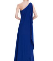 photo Fitted One Shoulder Draped Evening Dress by OASAP, color Blue - Image 2