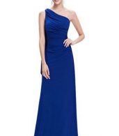 photo Fitted One Shoulder Draped Evening Dress by OASAP, color Blue - Image 1