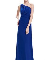 photo Fitted One Shoulder Draped Evening Dress by OASAP, color Blue - Image 4