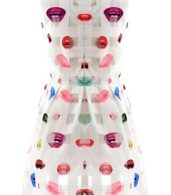 photo Flirty Pleated Lips Print Skater Dress by OASAP, color Light Blue - Image 2