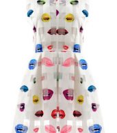 photo Flirty Pleated Lips Print Skater Dress by OASAP, color Light Blue - Image 1