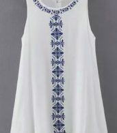 photo Floral Embroidery Print Sleeveless Loose Fit Dress by OASAP - Image 5