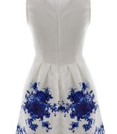 photo Floral Jacquard Sleeveless A-line Skater Dress by OASAP, color Blue - Image 11