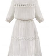 photo Floral Lace Paneled 3/4 Sleeve A-line Dress by OASAP, color White - Image 2