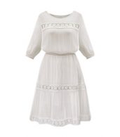 photo Floral Lace Paneled 3/4 Sleeve A-line Dress by OASAP, color White - Image 7