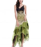 photo Floral Lace Paneled Sequin Asymmetric Slim Fit Dress by OASAP - Image 2
