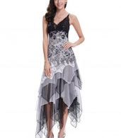 photo Floral Lace Paneled Sequin Asymmetric Slim Fit Dress by OASAP - Image 5