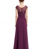photo Floral Lace Paneled Square Neck Cap Sleeve Dress by OASAP, color Purple - Image 2