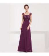photo Floral Lace Paneled Square Neck Cap Sleeve Dress by OASAP, color Purple - Image 6