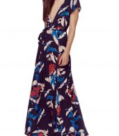 photo Floral Print Deep V-Neck High Slit Dress by OASAP, color Multi - Image 1