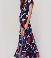 photo Floral Print Deep V-Neck High Slit Dress by OASAP, color Multi - Image 3