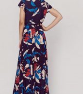 photo Floral Print Deep V-Neck High Slit Dress by OASAP, color Multi - Image 4