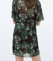 photo Floral Print Round Neck Keyhole Back Dress with Lining by OASAP, color Multi - Image 3