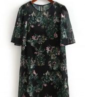 photo Floral Print Round Neck Keyhole Back Dress with Lining by OASAP, color Multi - Image 4