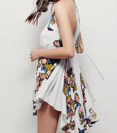 photo Floral Print Side Lace-up Sleeveless Asymmetric Dress by OASAP, color Multi - Image 2