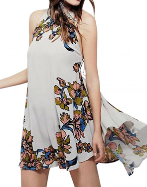 photo Floral Print Side Lace-up Sleeveless Asymmetric Dress by OASAP, color Multi - Image 1