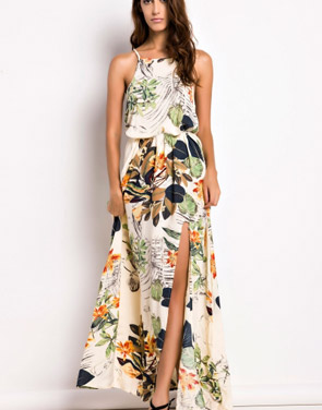 photo Floral Print Sleeveless Maxi Dress by OASAP, color Multi - Image 1