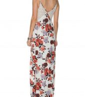photo Floral Print Spaghetti Strap Lace Panel High Slit Maxi Dress by OASAP, color Multi - Image 2
