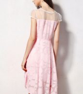 photo Flowy Cap Sleeve Pleated High Low Knee-Length Dress by OASAP, color Pink - Image 2