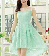 photo Flowy Cap Sleeve Pleated High Low Knee-Length Dress by OASAP, color Pink - Image 5
