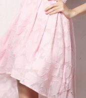 photo Flowy Cap Sleeve Pleated High Low Knee-Length Dress by OASAP, color Pink - Image 8