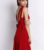 photo Goddess Solid Pleated Backless A-line Dress by OASAP - Image 3