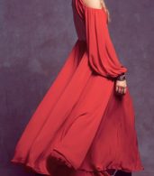 photo Grace Cutout Shoulder Halter Neckline Red Maxi Chiffon Dress by OASAP, color Red - Image 7