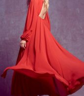 photo Grace Cutout Shoulder Halter Neckline Red Maxi Chiffon Dress by OASAP, color Red - Image 8