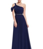 photo Grecian One Shoulder Long Evening Dress by OASAP, color Navy - Image 1