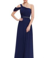 photo Grecian One Shoulder Long Evening Dress by OASAP, color Navy - Image 4