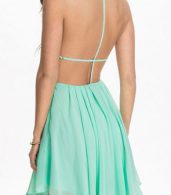 photo Green Sexy T-Back Layered Skater Dress by OASAP, color Light Green - Image 2