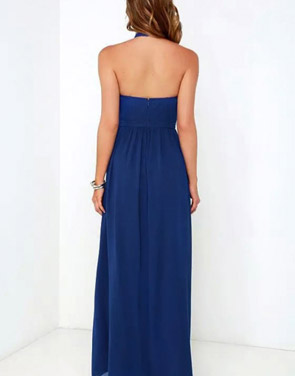 photo Halter Cut-out FronT-Backless Maxi Chiffon Dress by OASAP - Image 2