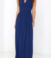 photo Halter Cut-out FronT-Backless Maxi Chiffon Dress by OASAP - Image 1