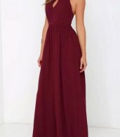 photo Halter Cut-out FronT-Backless Maxi Chiffon Dress by OASAP - Image 4