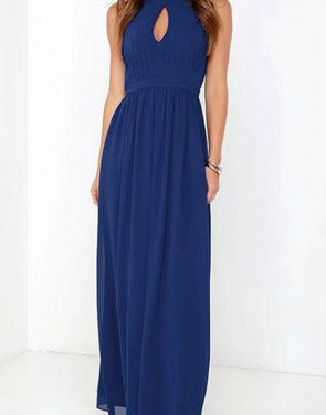 photo Halter Cut-out FronT-Backless Maxi Chiffon Dress by OASAP - Image 1